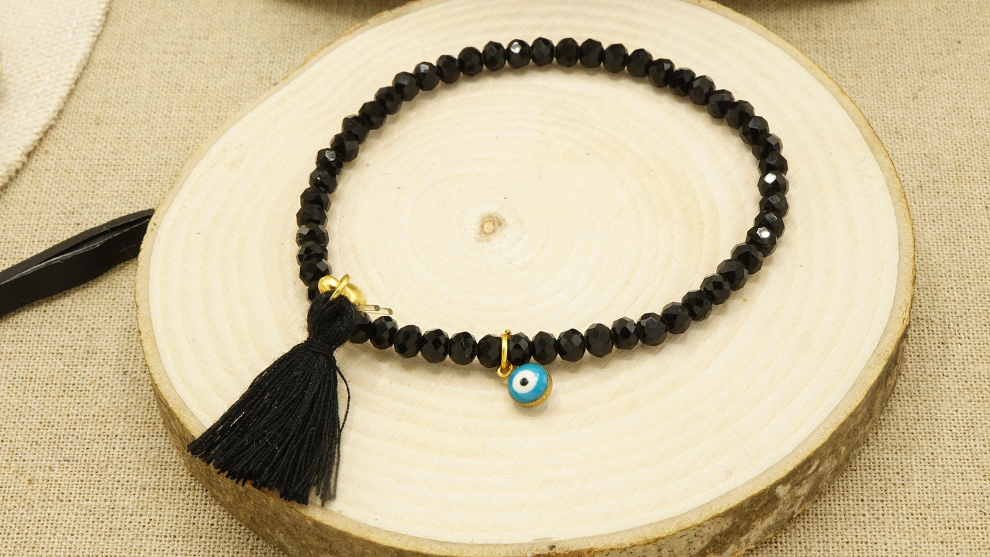 Victorian Style Bracelet - Evil Eye Tassel - Verna Artisan Works
