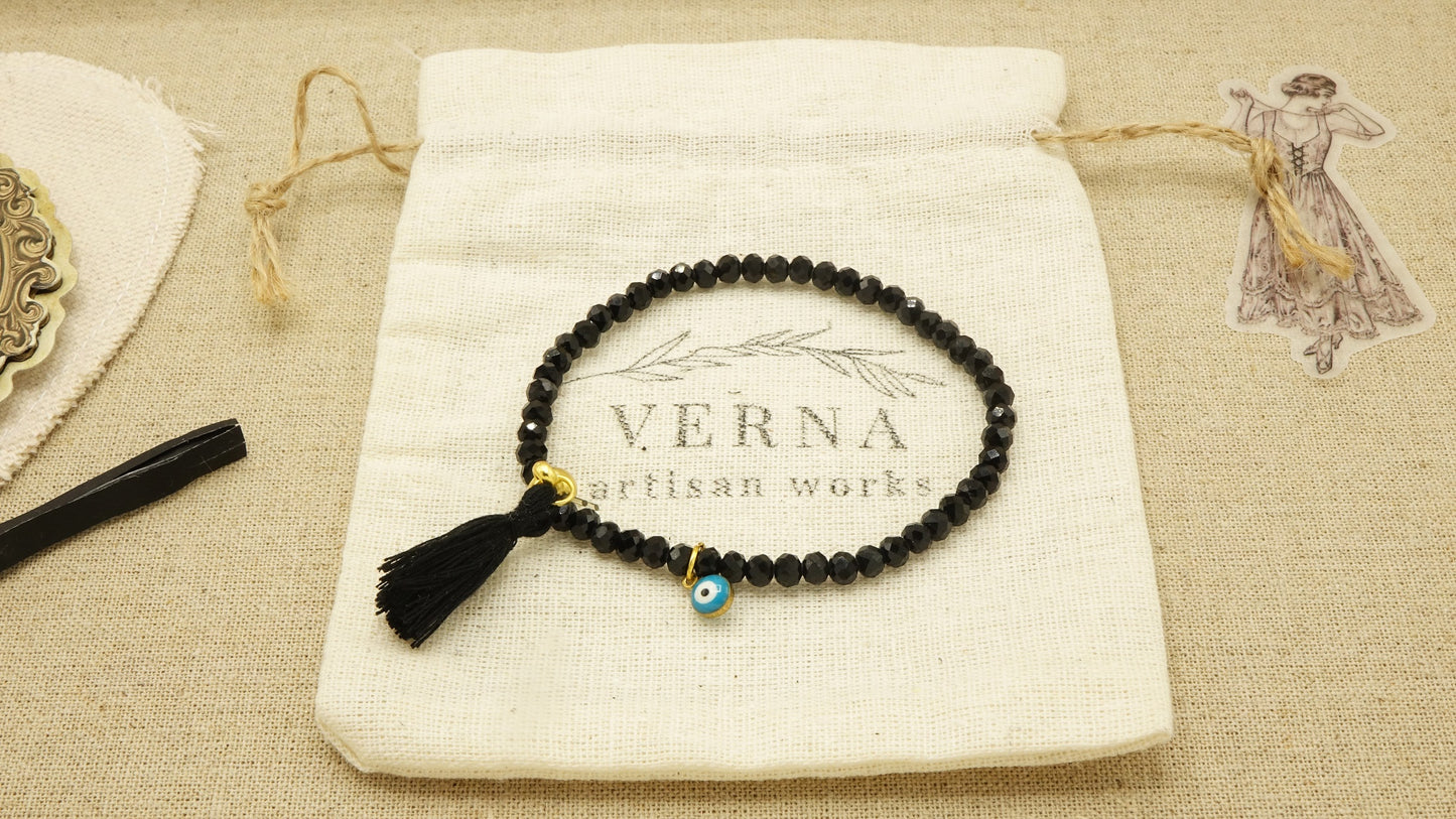 Victorian Style Bracelet - Evil Eye Tassel - Verna Artisan Works