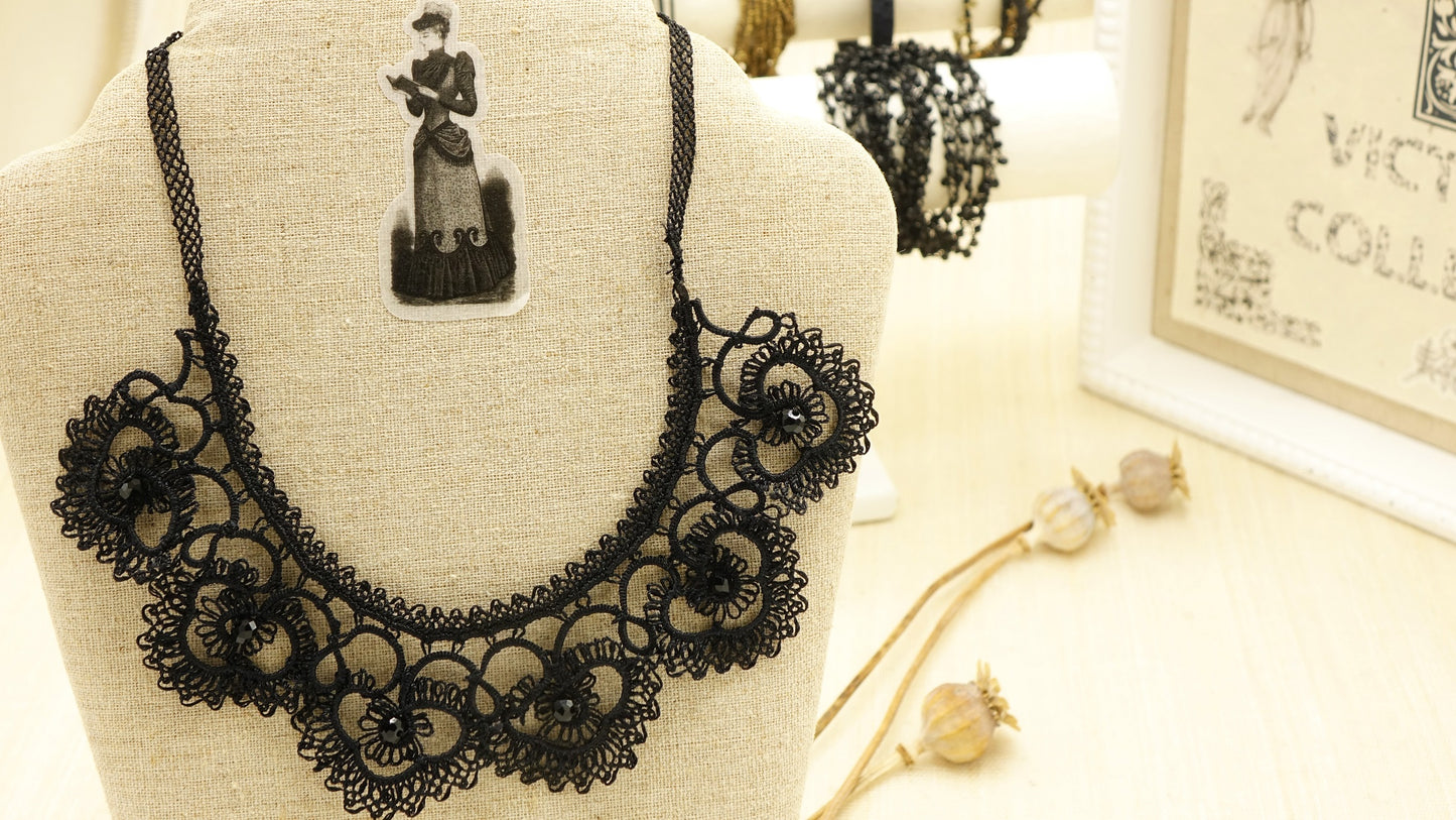 Victorian Style Needle Lace Necklace - Verna Artisan Works
