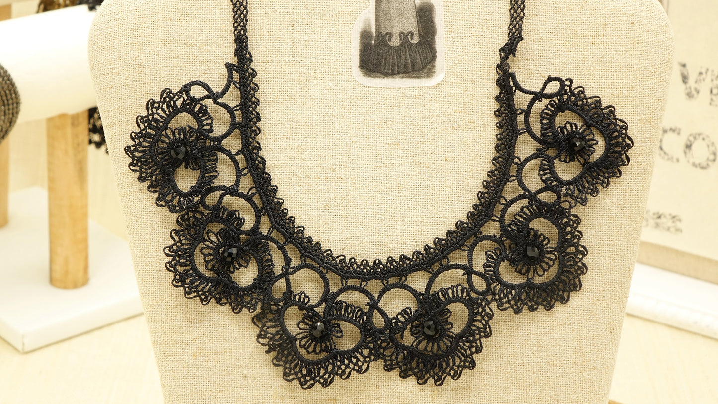 Victorian Style Needle Lace Necklace - Verna Artisan Works