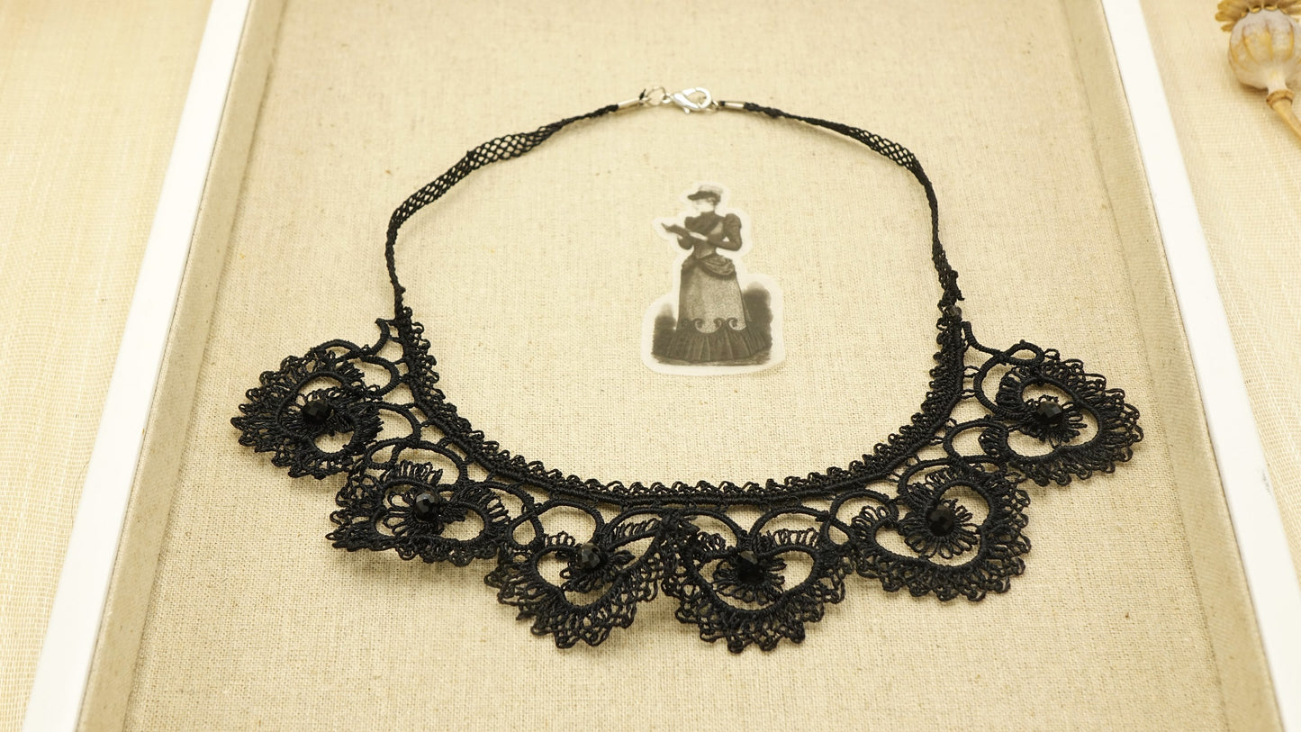 Victorian Style Needle Lace Necklace - Verna Artisan Works