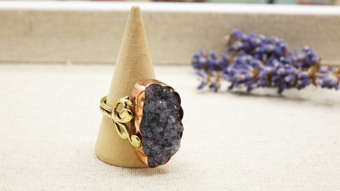 Raw Amethyst Crystal Stone Rings