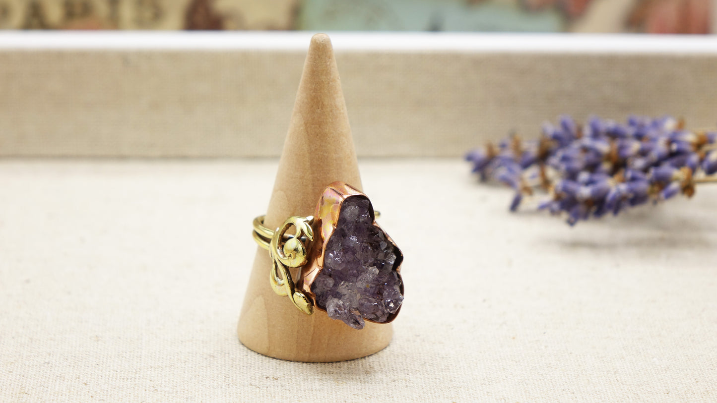Raw Amethyst Crystal Stone Rings