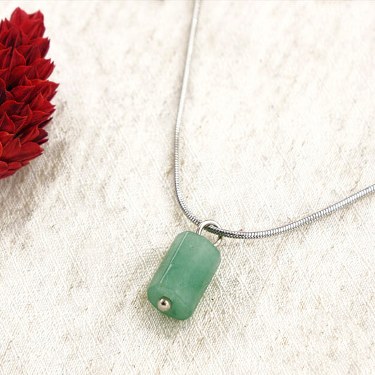 Aventurine Crystal Stone Necklace with Stainless Steel Chain