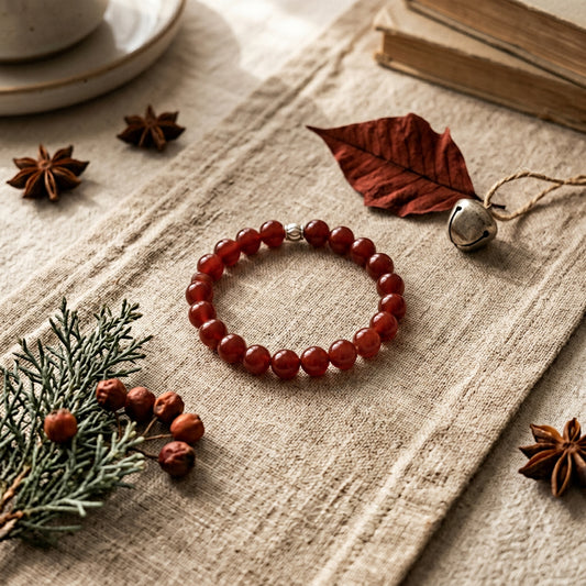 Red Agate Beaded Bracelet – Earthy Boho Handmade Jewellery