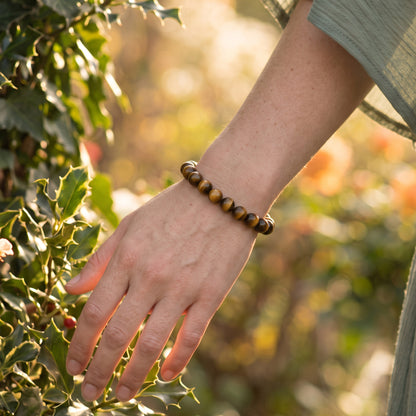Natural Tiger's Eye Beaded Stretch Bracelet