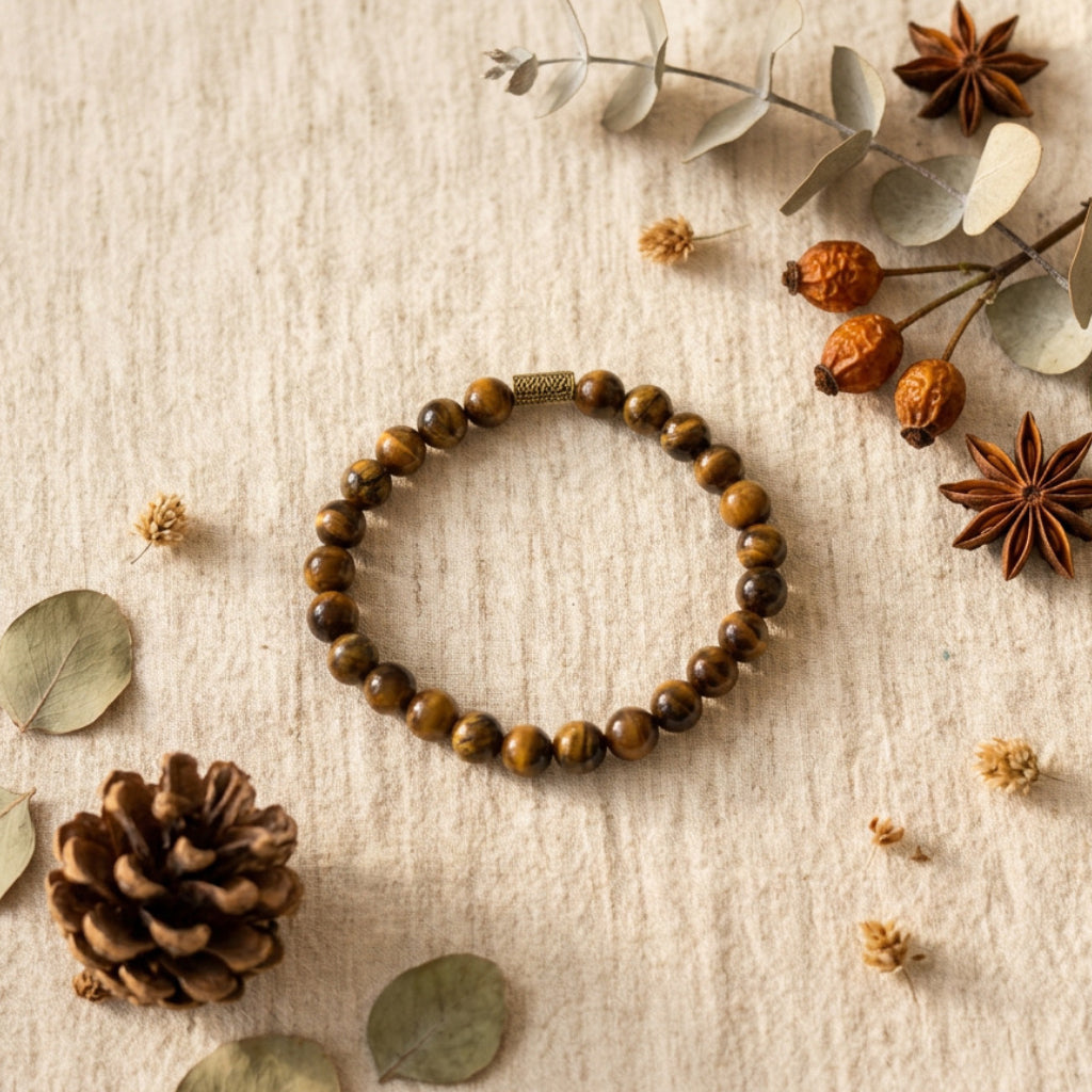 Natural Tiger's Eye Beaded Stretch Bracelet