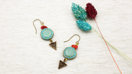 Boho Turquoise Earrings - Triangle