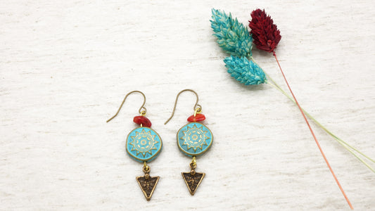 Boho Turquoise Earrings - Triangle
