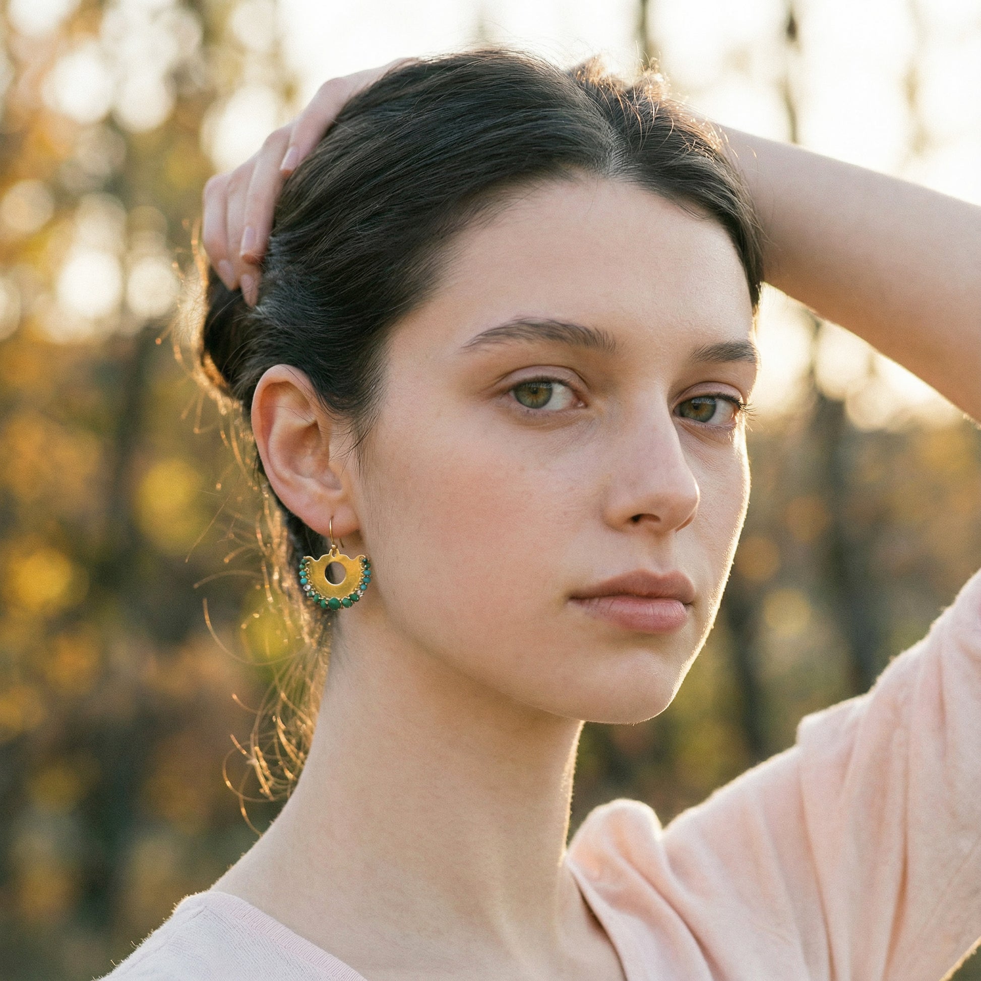 Woman with a blurred natural background