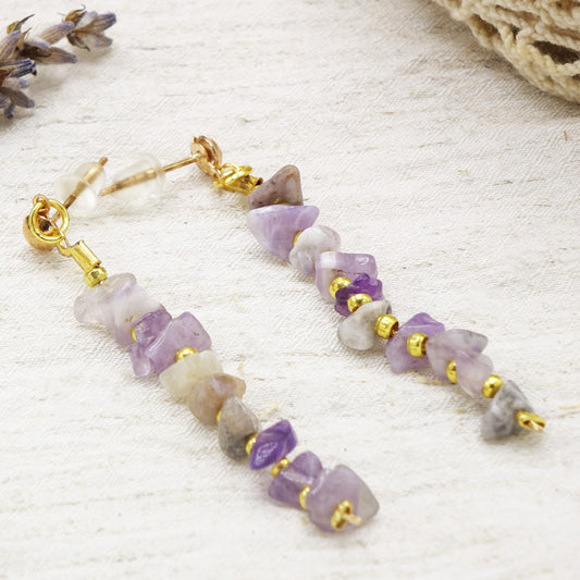 Amethyst Crystal Stone Earrings
