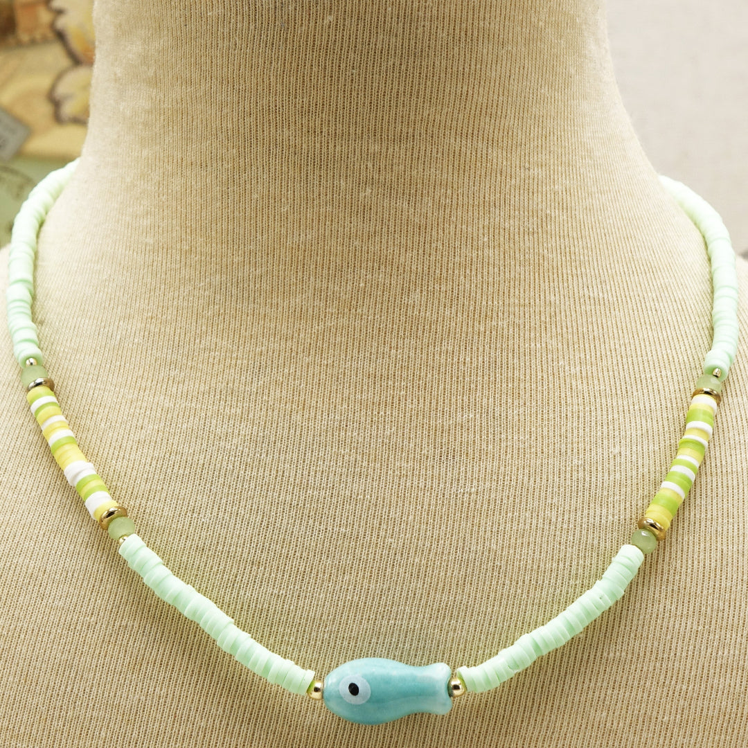 Heishi Bead Fish Necklace