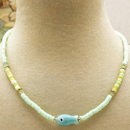 Heishi Bead Fish Necklace