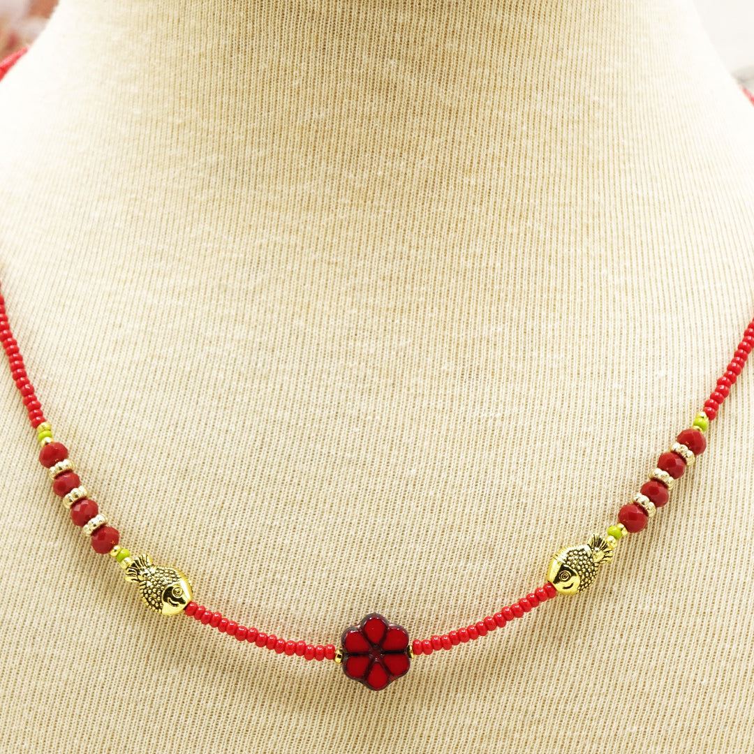 Boho Beaded Flower Necklace