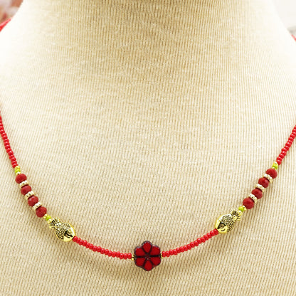 Boho Beaded Flower Necklace