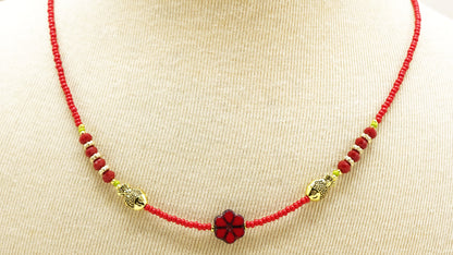 Boho Beaded Flower Necklace