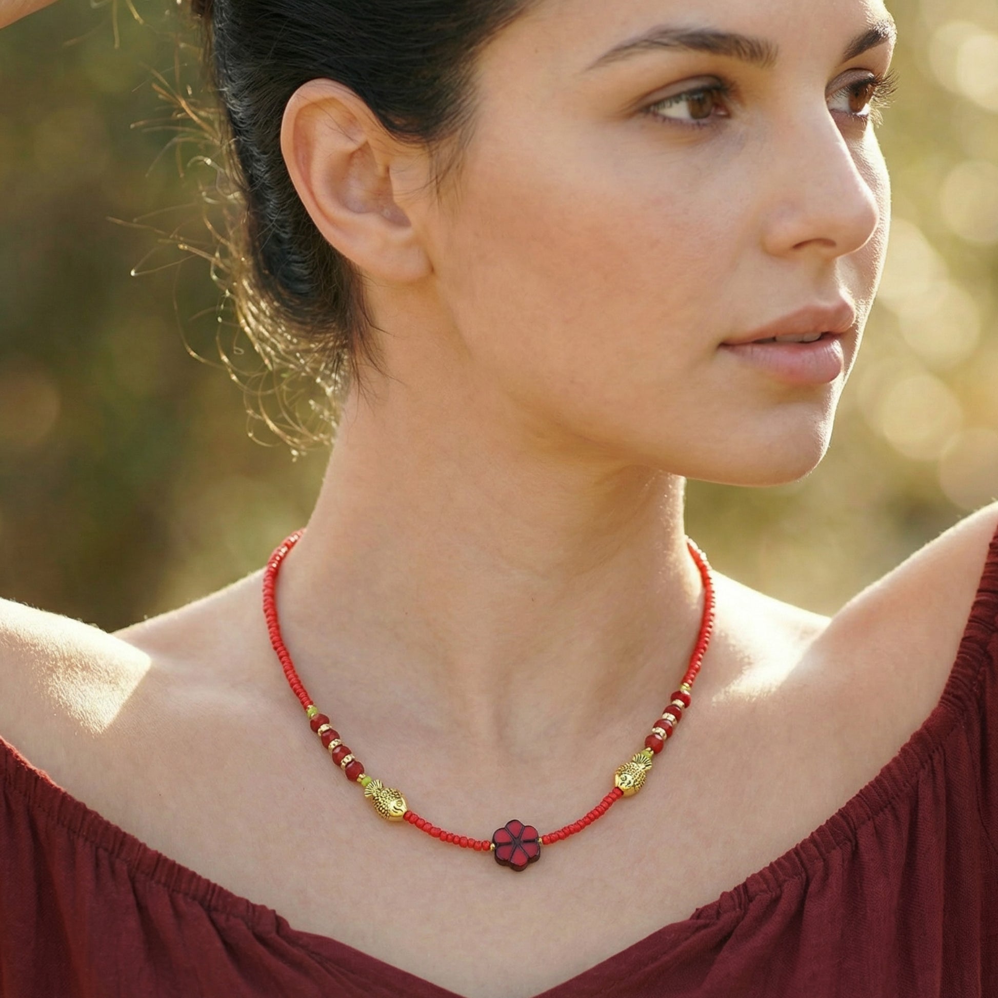 Boho Beaded Flower Necklace - Verna Artisan Works