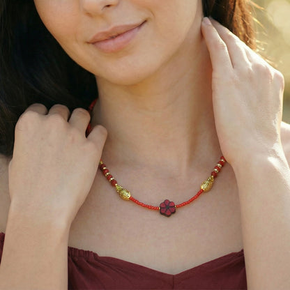 Boho Beaded Flower Necklace - Verna Artisan Works
