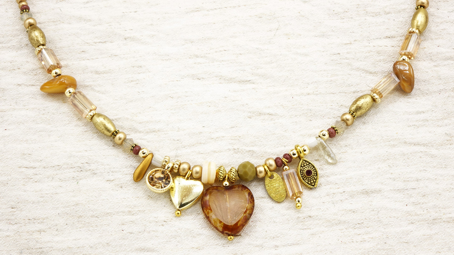 Boho Beaded Heart Necklace