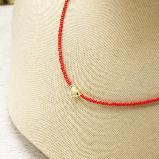 Dainty Beaded Heart Necklace