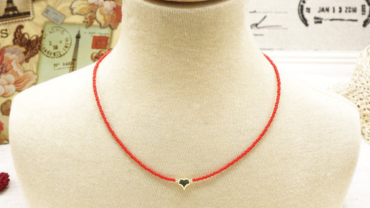 Dainty Beaded Heart Necklace