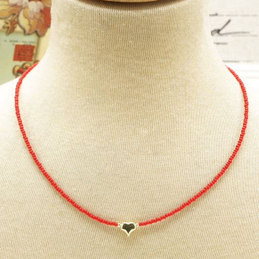 Dainty Beaded Heart Necklace