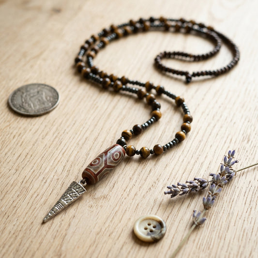 Boho Dzi Beaded Long Necklace