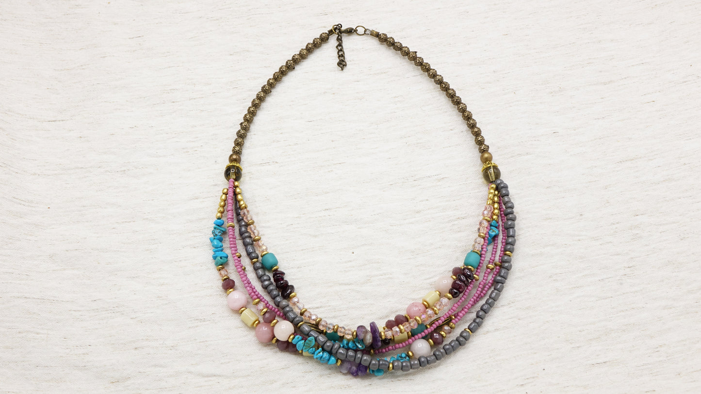 Boho Beaded Ethnic Necklace - Verna Artisan Works