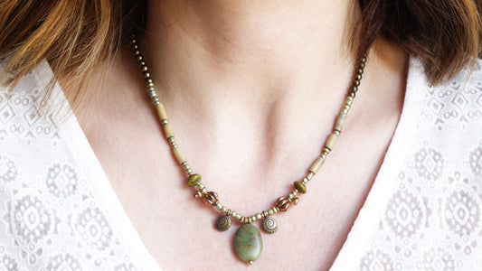 Variscite Stone Beaded Necklace - Verna Artisan Works