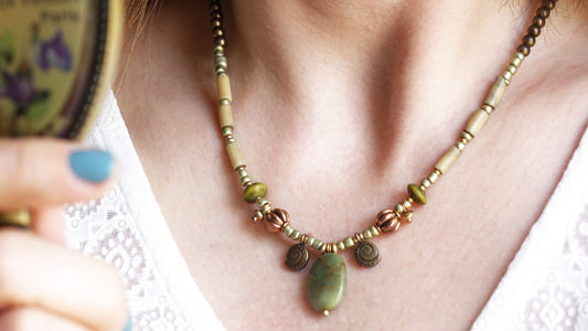 Variscite Stone Beaded Necklace - Verna Artisan Works