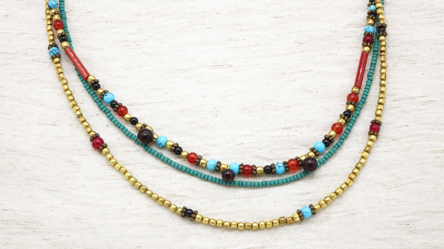 Boho Beaded Colourful Necklace - Verna Artisan Works