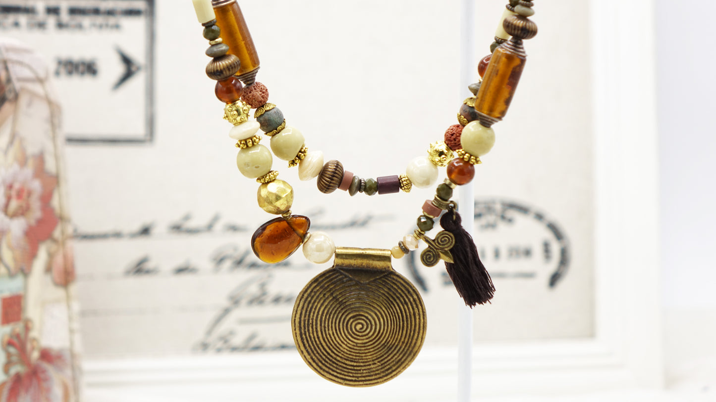 Boho Beaded Chunky Necklace - Verna Artisan Works