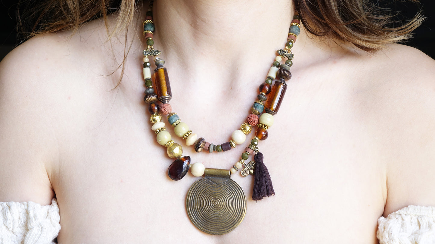 Boho Beaded Chunky Necklace - Verna Artisan Works