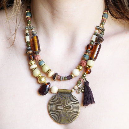 Boho Beaded Chunky Necklace - Verna Artisan Works