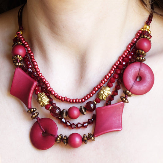 Beaded Layered Christmas Necklace - Verna Artisan Works