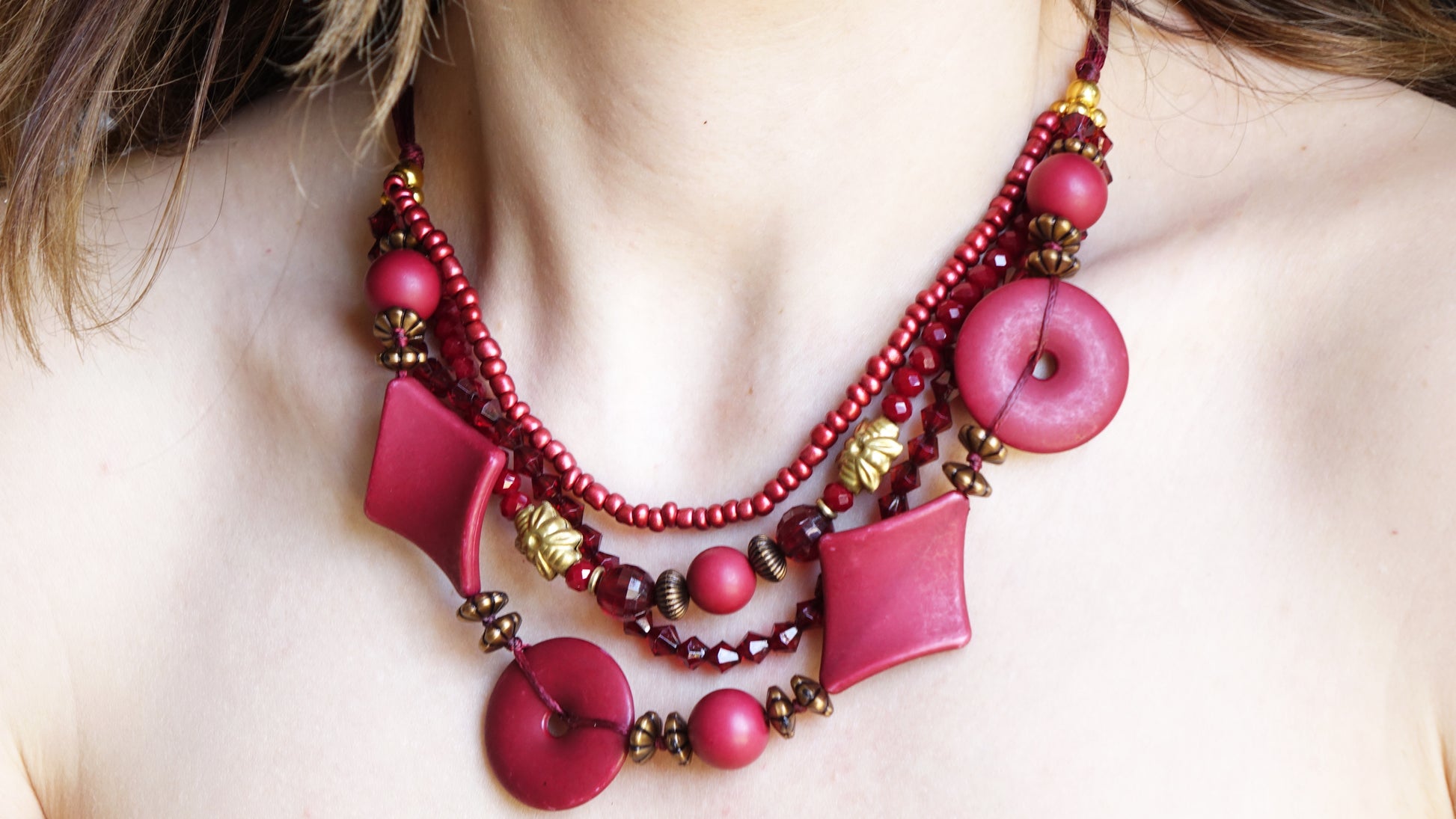 Beaded Layered Christmas Necklace - Verna Artisan Works