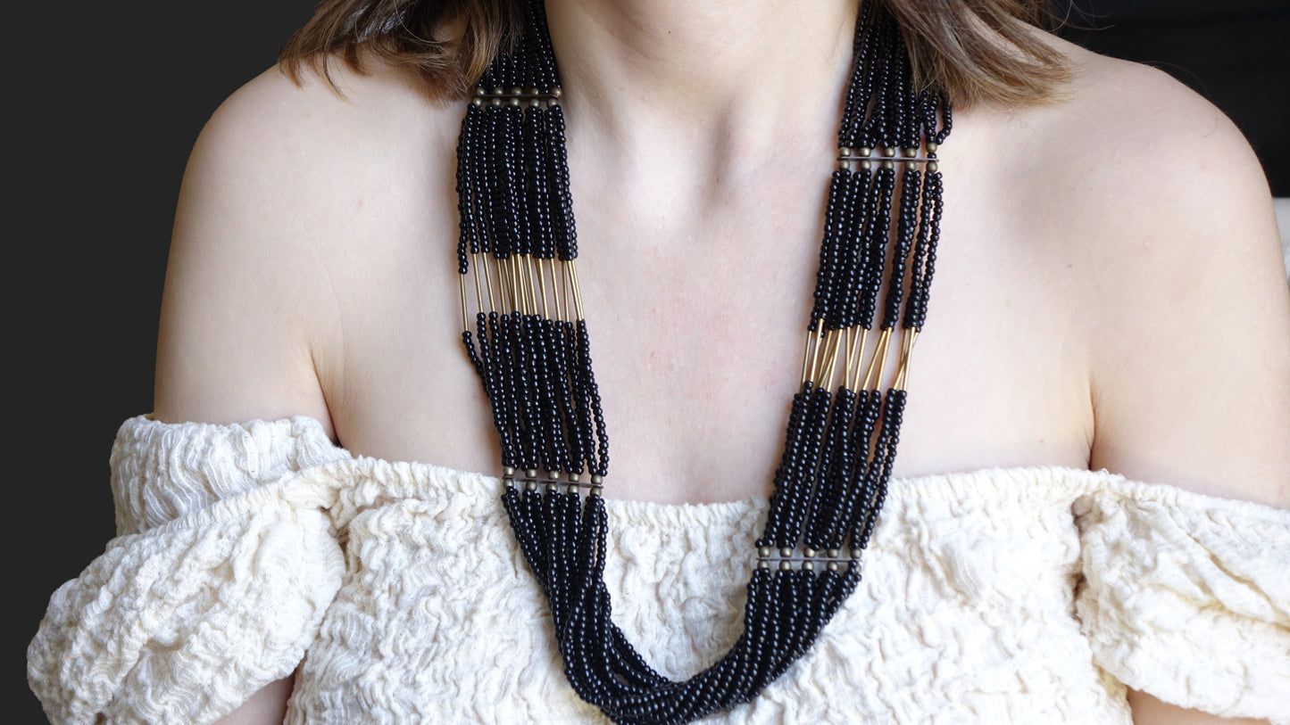 Long Beaded Chain Necklace