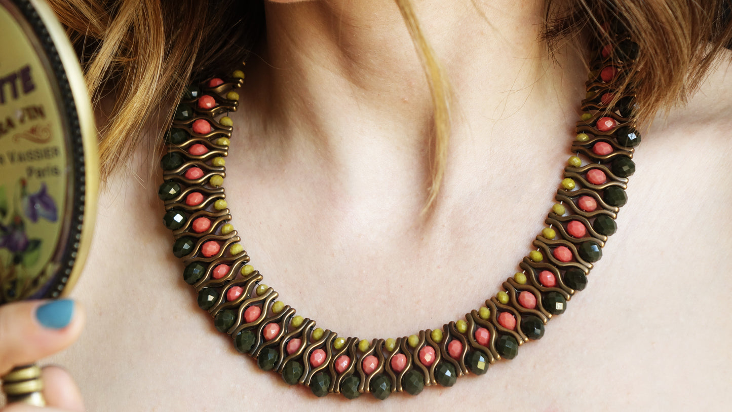 Beaded Ethnic Bib Necklace - Verna Artisan Works