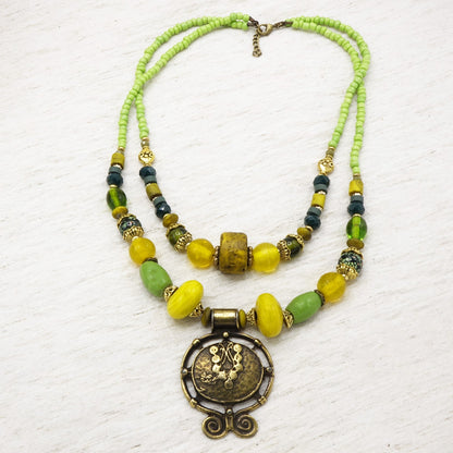 Boho chic style, colorful, beaded necklace.