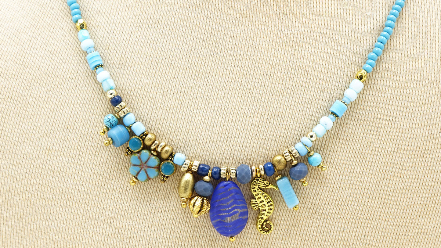 Beaded Ocean Theme Necklace - Verna Artisan Works