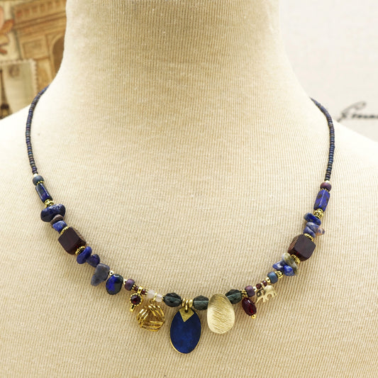 Beaded Lapis Lazuli Necklace