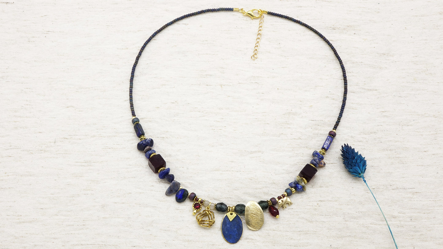 Beaded Lapis Lazuli Necklace