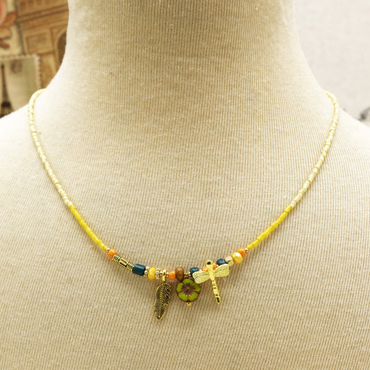 Boho Beaded Flower Necklace