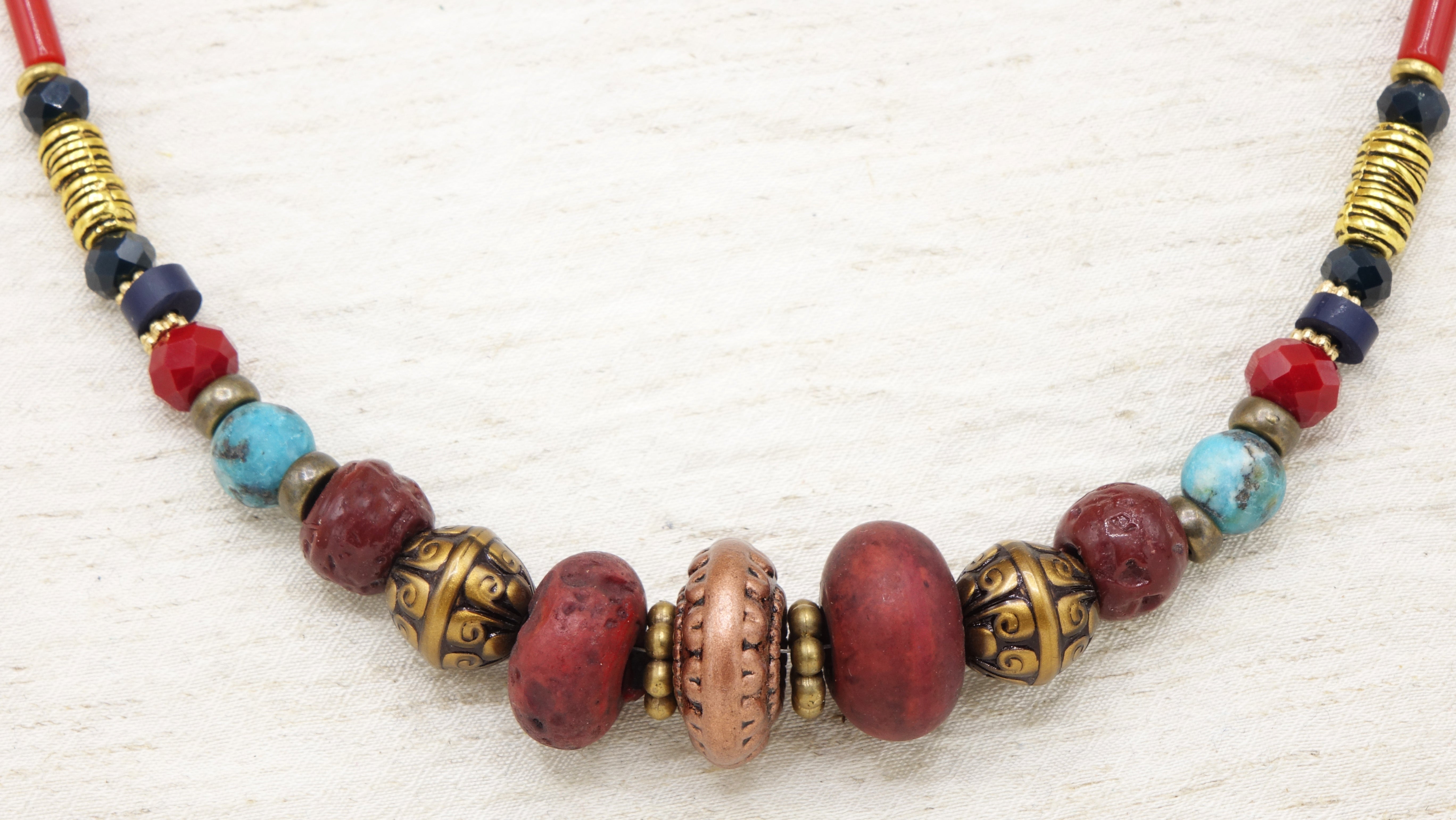Burgundy bead necklace deals