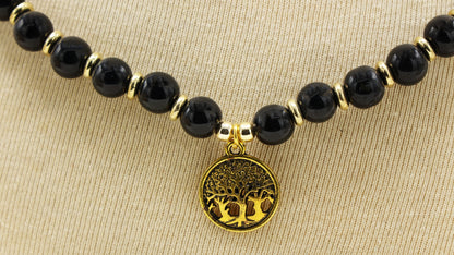 Beaded Black Jade Necklace