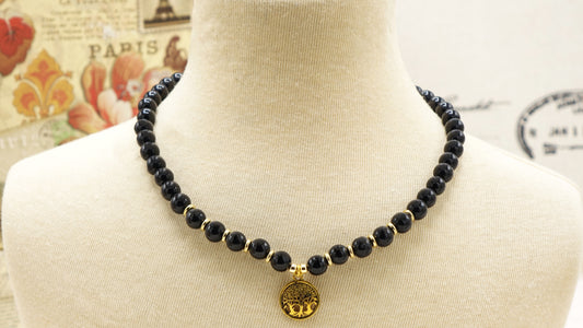 Beaded Black Jade Necklace