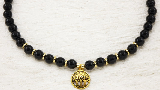 Beaded Black Jade Necklace