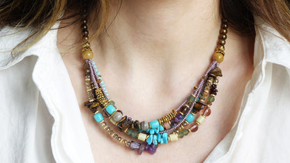 Boho Beaded Ethnic Necklace