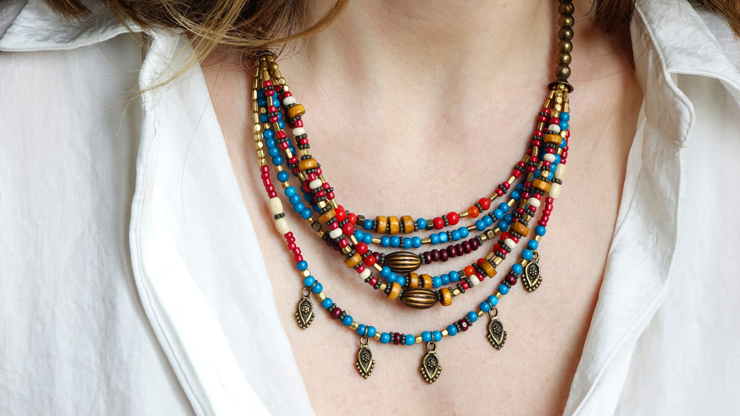 Boho Beaded Layered Necklace