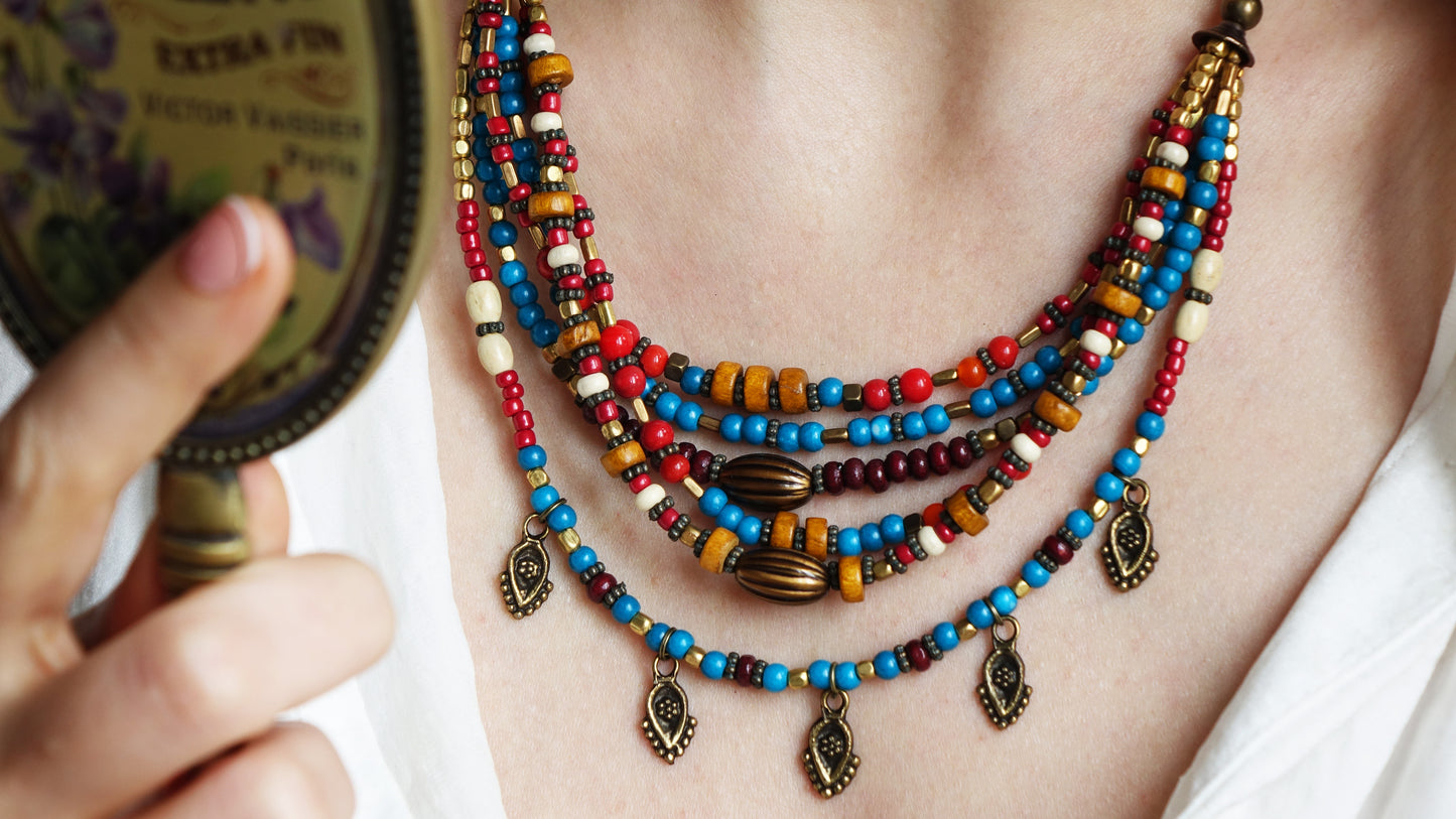 Boho Beaded Layered Necklace